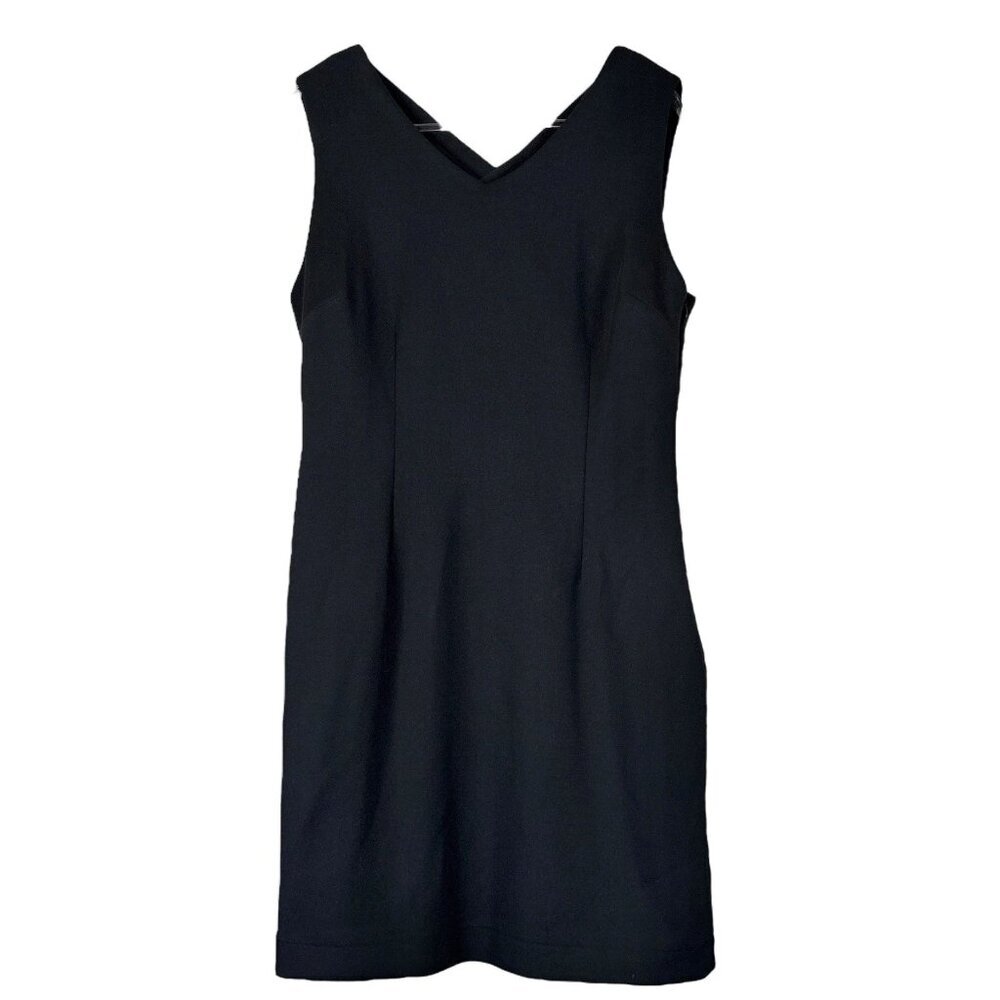 T Tahari Crossback V Neck Sleeveless Zip Cocktail Career Dress Black Size 6